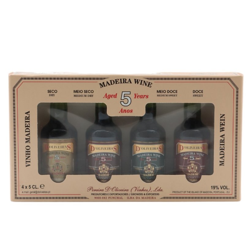 D'Oliveiras, Madeira, degustační vzorky, 5 let, fortifikované víno 4x50ml, Portugalsko 19%