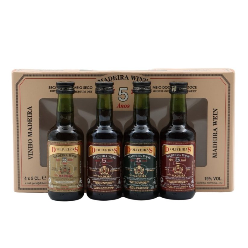 D'Oliveiras, Madeira, degustační vzorky, 5 let, fortifikované víno 4x50ml, Portugalsko 19%